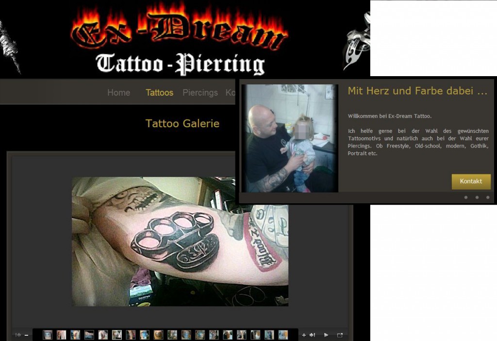 "Blood & Honour"-Bekenntnis auf der Homepage: Tattoostudio "Ex-Dream" von Jens Zugehör in Falkensee (Screenshot)