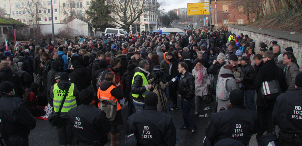 Frankfurt/Oder am 17.1.2015: Blockadeaktionen