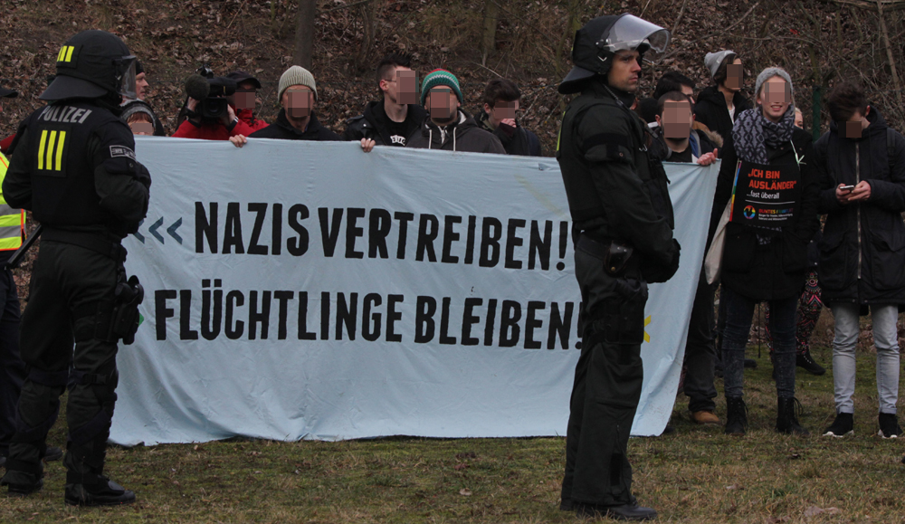 Frankfurt/Oder am 17.1.2015: Protest am Rande