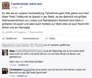 "Sport Frei" gegen Nazigegner_innen: Posting von Christopher L. (Screenshot Facebook)